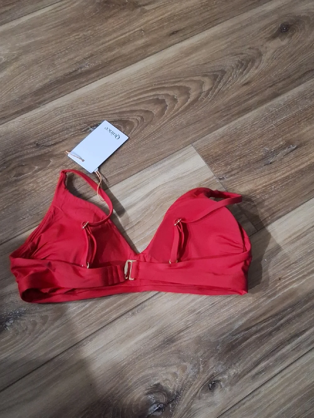 Quince Italian Scoop Neck Bikini Top Cherry M NWT - Picture 4 of 5